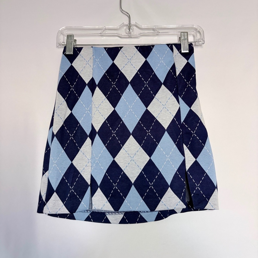 H&M Navy and White Patterned Skirt